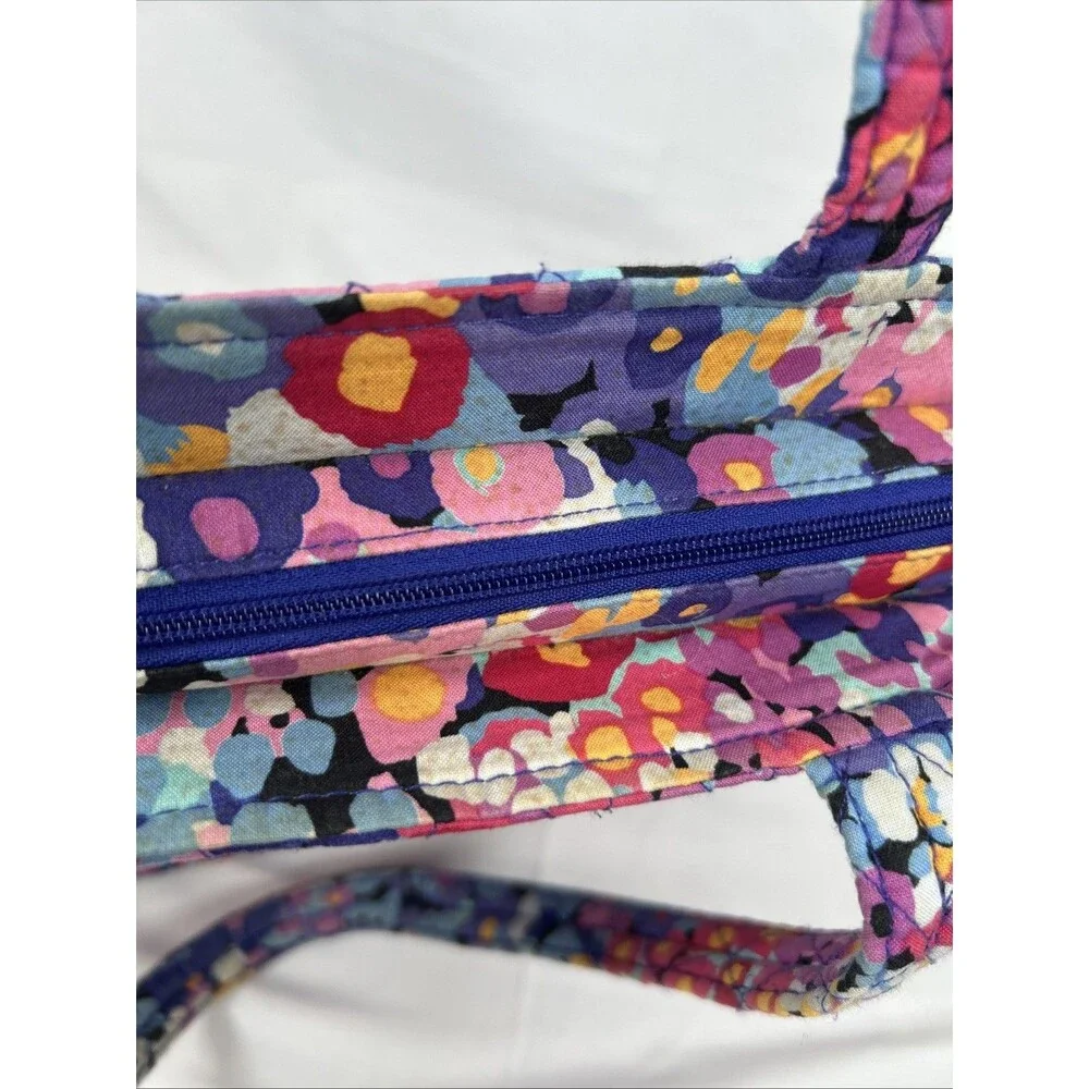 Vera Bradley Quilted Floral Rectangle Tote Impressionista Pink Blue Medium Size